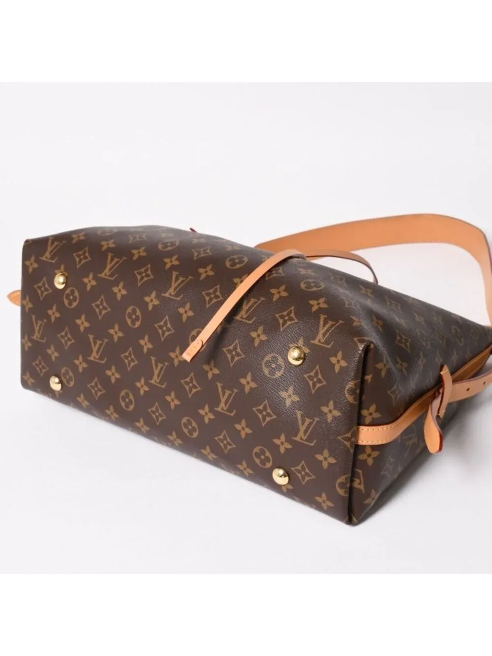 Louis Vuitton Carryall NM MM Tote Bag Monogram Brown Leather Vachetta Gold
